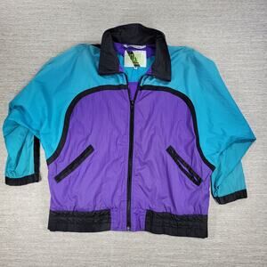 Vtg 80s Gitano Windbreaker Jacket Small Colorblock Nylon Hong Kong Retro